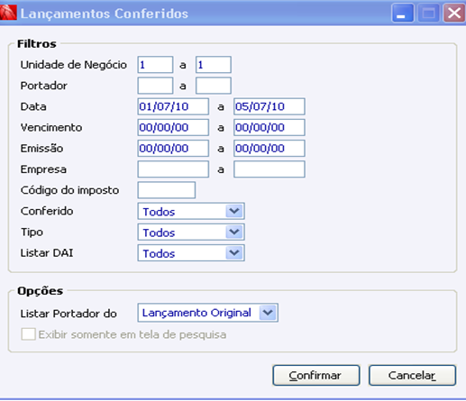 Lançamentos Conferidos