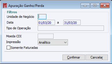 Apuração Ganho/Perda