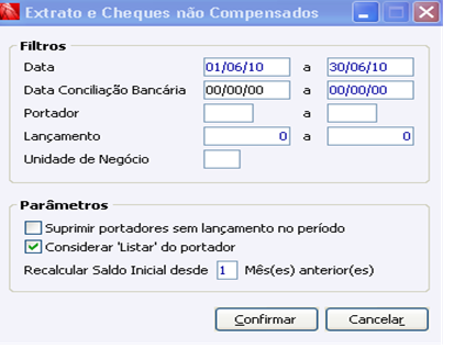 Extrato Cheque Não Compensado