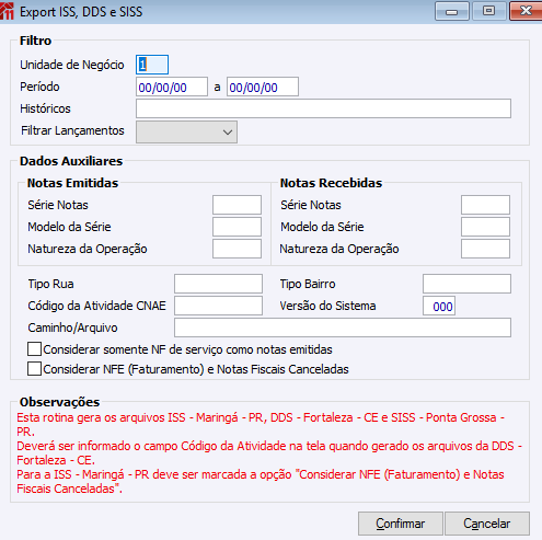 Export ISS, DDS e SISS