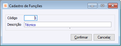 Cadastro Funções