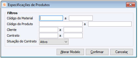 * Especificações de Produtos