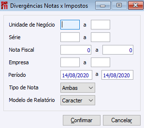 Divergência Notas x Impostos