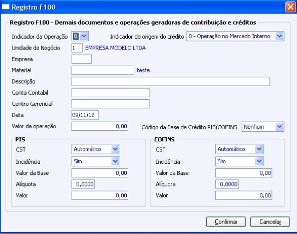 Registro F100