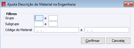 Ajusta a Descrição no Material da Engenharia