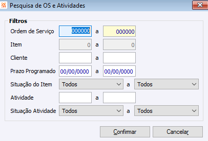 Pesquisa de OS e Atividades