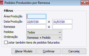 Pedidos Produzidos por Remessa