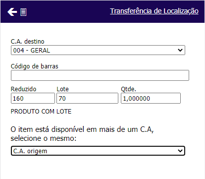 Coletor Transferência Mais de um CA