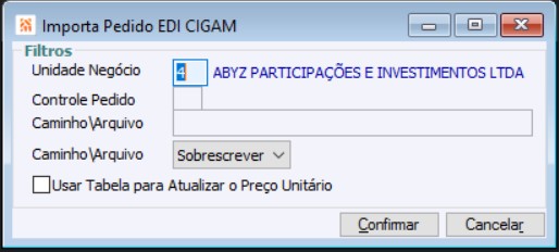 EDI Recebe EDI Pedido CIGAM V8