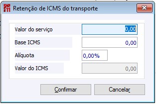 Botão ICMS Transporte