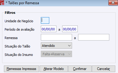 * Talões por Remessa