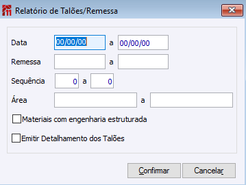 Relatório de Talões/Remessa