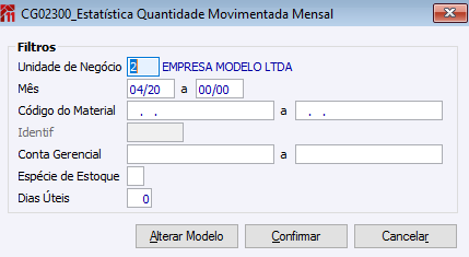 Estatística Quantidade Movimentada Mensal