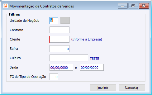 Movimentação de Contrato de Vendas