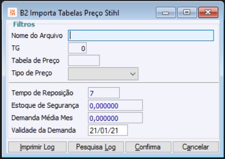 EDI Recebe EDI Tabela de Preços