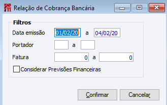 Relação de Cobranças Bancárias