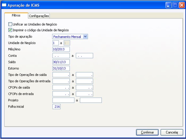 CM Estorno de ICMS - PE13