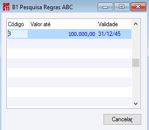 B1 Pesquisa Regra ABC