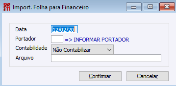 Importar Folha para Financeiro