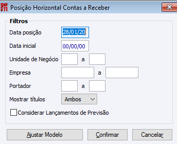 Posição Horizontal Contas a Receber