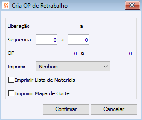Cria OP de Retrabalho
