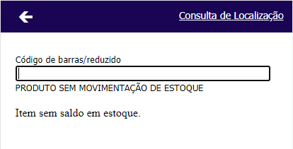 Consulta Localização Sem Estoque