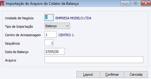 Importação do Arquivo do Coletor de Balanço