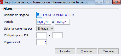 Registros Serviços tomados/intermediados de terceiros