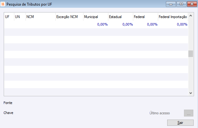 Pesquisa de Tributos por UF