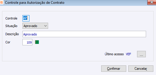 Controle para Autorização de Contrato