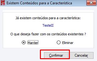 Existem Conteúdos para Características