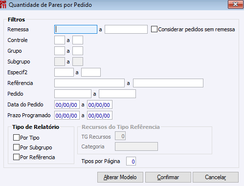 Quantidade de Pares por Pedido