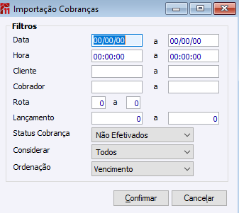 Importação Cobrança