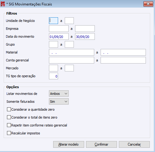 * SIG Movimentações Fiscais