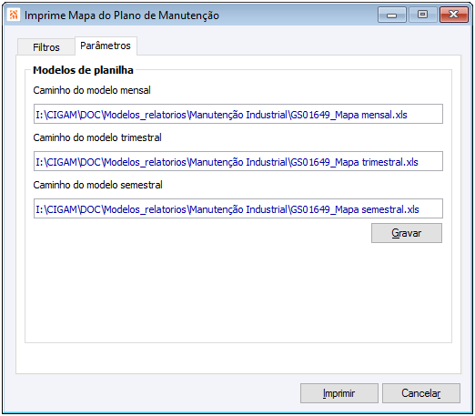 Mapa de Manutenções Planejadas - Guia Parâmetros