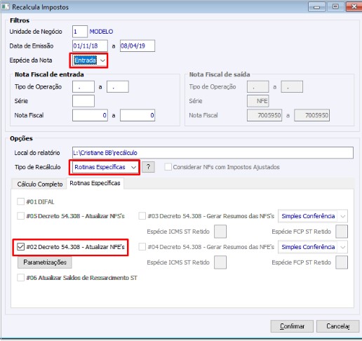 Recalcula Impostos - ICMS/ST Retido e FCP/ST Retido