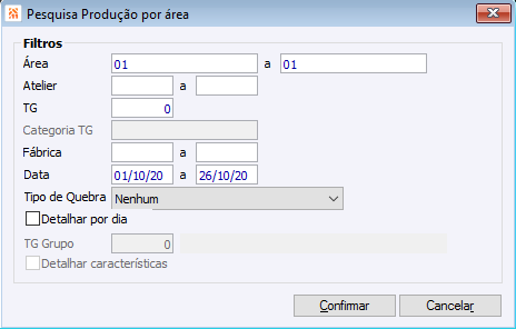 Pesquisa Produção por Área