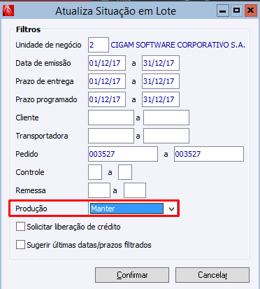 Manter Produção