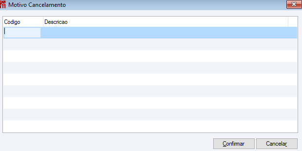 Motivo cancelamento