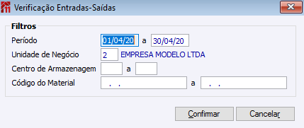 Verificação Entradas-Saídas