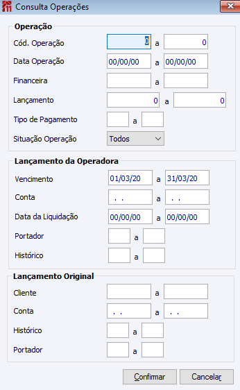 Consulta Operações