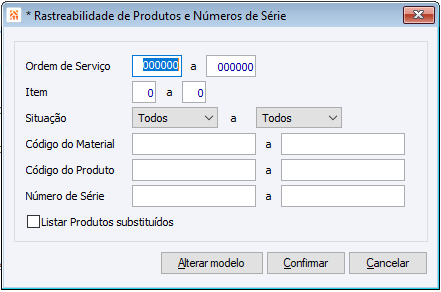 * Rastreabilidade de Produtos e Números de Série