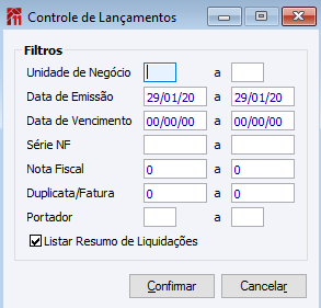 Controle de Lançamentos