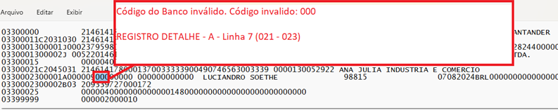 Remessa Pagamento Santander - Código do Banco inválido. Código inválido 000 00001.png