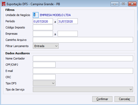 Exportação DFS - Campina Grande PB