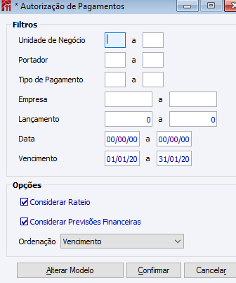 Autorização de Pagamentos