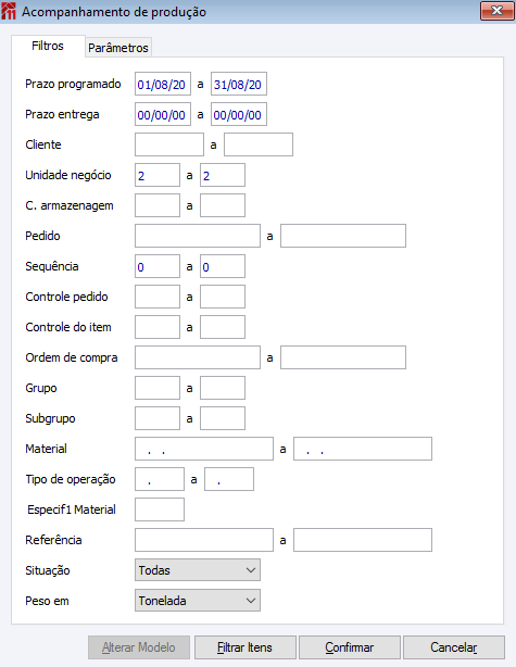 Acompanhamento de produção