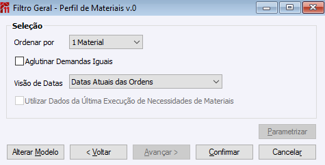 Filtro Geral - Perfil de Materiais v.0