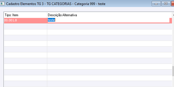 Cadastro de Categorias TG 3 - Categorias