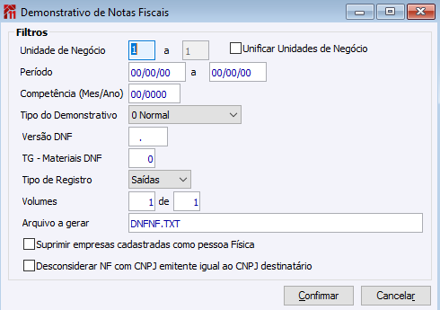 Demonstrativo de Notas Fiscais